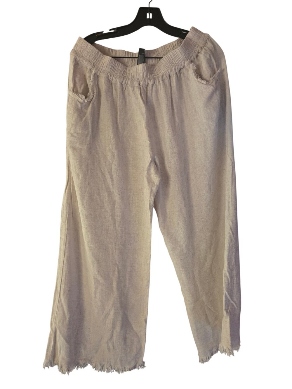 Umgee, Beige Wide-Leg Linen Blend Pants